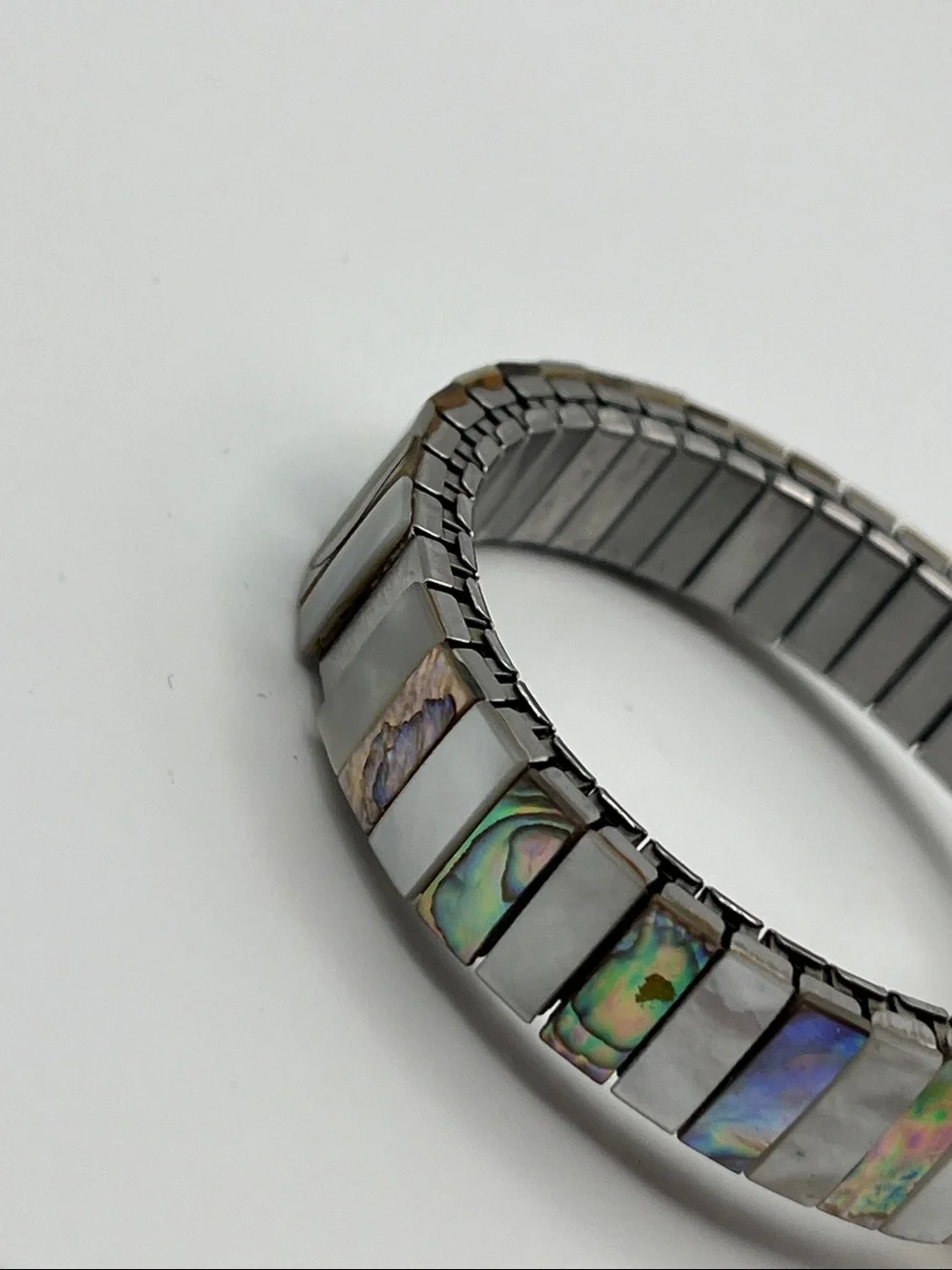 Vintage Netec Abalone Inlay Quartz Watch - Mother of Pearl & Gold Accents
